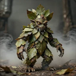macro long depth of field shot of daguerrotype realistic monster made of leaves, headdress, wide aperture, dramatic light, thick smoke, dystopian environment, intricate, highly detailed, artstation, sharp focus, artgerm