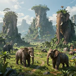 an intricate concept illustration, fantasy, pacific island megafauna, large biomes, ultra photorealistic, ultra sharp, artstation, cgsociety, masterpiece, octane render, by wylop, 8 k