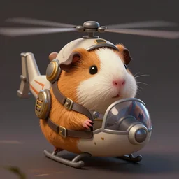 cute little anthropomorphic Guinea Pig Piloting a helicopter , tiny, small,  short, Pilot outfit, cute and adorable, pretty, beautiful, DnD character art portrait, matte fantasy painting, DeviantArt Artstation, by Jason Felix by Steve Argyle by Tyler Jacobson by Peter Mohrbacher, cinematic lighting