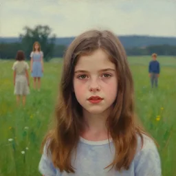 a beautiful scenic painting of a beautiful young girl that looks like lea seydoux by artgerm and wlop and wes anderson and spike jonze