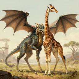 a fusion between a dragon and a giraffe. Epic Fantasy Art, 4k. Detailed drawing, Trending on Artstation.