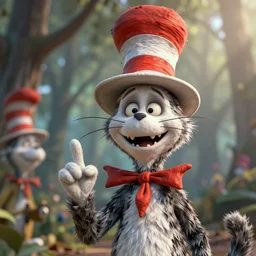 complex 3 d render, hyper detailed, ultra sharp, of the cat in the hat, scary, cinematic, natural soft light, rim light, art by greg rutkowski and artgerm and beksinski, dr seuss