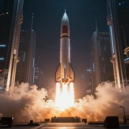 Launch of a rocket, cyberpunk, sci-fi