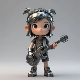 Portrait of a metal rockstar girl kid. Photo Studio lighs, Cartoony, hyper realist cinematic shot by Kevin Keele and Nicolas Aviori. Trending on Artstation and Unreal engine. H 768