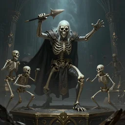 ancient lich summoning skeleton on magical altar, internet digital art drawing, digital art, realistic art,