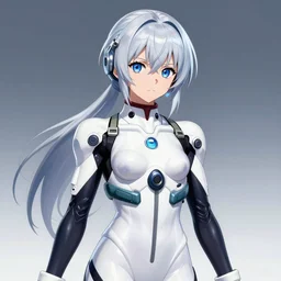 anime cybord girl silver hair cool space suit, anime, ghost in the shell.