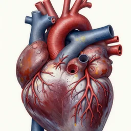 a close up of a human heart with blood vessels, a detailed matte painting by earnst haeckel, cgsociety, analytical art, biomorphic, lovecraftian, cryengine