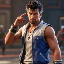 a videogame still of Timbaland in Tekken 7, 40mm lens, shallow depth of field, split lighting