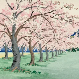 Cherry blossom forest, by Katsushika Hokusai,