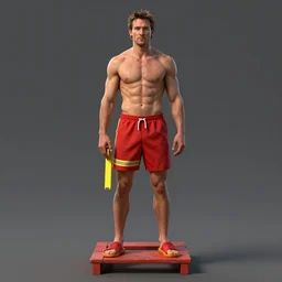 full body view of alexander skarsgård shirtless, as a lifeguard, 8k highly, trending on artstation,  detailed, CGSociety, digital art by WLOP, artgerm, mucha