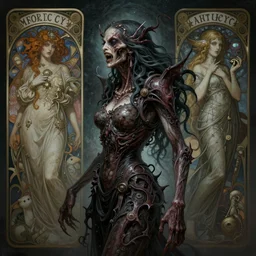 symmetry!! quarter side view portrait of grotesque and gruesome female, cosmic horror, lovecraftian horror, intricate, horror!! highly detailed, digital painting, artstation, giger concept art, smooth, sharp focus, illustration, art by artgerm and greg rutkowski and alphonse mucha and junji ito, 8 k