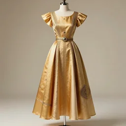 high-end fashion design concept 60s solarpunk inspired dress