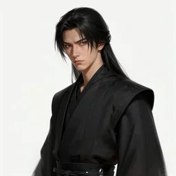 portrait of a man by greg rutkowski, mixture between japanese and russian features, black hair with bangs, very tall and slender, star wars expanded universe, resentful, he is about 2 0 years old, wearing black robes, digital painting, artstation, concept art, smooth, sharp foccus ilustration, artstation hq