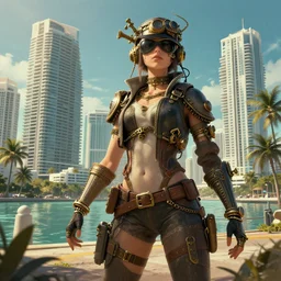 digital art of steampunk miami. trending on artstation, favorites on deviantart