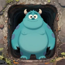 a photo of a obese monster in the sewers