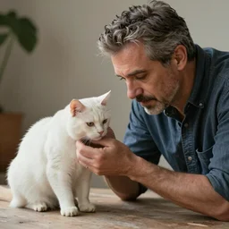 mariano rajoy petting kitties, realistic, 4k, unreal engine, lumine