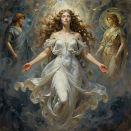 painting of stunning otherworldly goddess of beauty rising from the void, highly detailed, digital painting, artstation, concept art, smooth, sharp focus, illustration, art by artgerm and greg rutkowski and alphonse mucha, 8 k