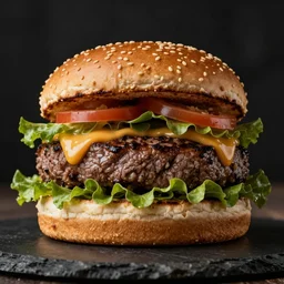 burger with steak, photorealistic, realistic, dramatic, cinematic, photography