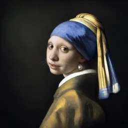 a cat with a Pearl Earring by Johannes Vemeer, masterpiece, old master,