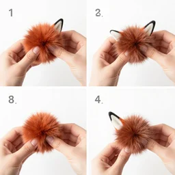 step by step instructions with diagrams for making a wool fox pom pom