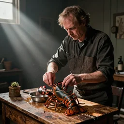 Jordan Peterson as a lobster cleaning his room