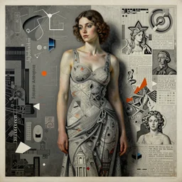 an anamorphosis painting of a woman leaning against the wall, fragments, fututre, past, inspired by lise deharme, peter mohrbache, albrecht durer, abstract, a level art, intricate, pop surrealism, digital poster, ornately detailed, photorealism, trending in artstation