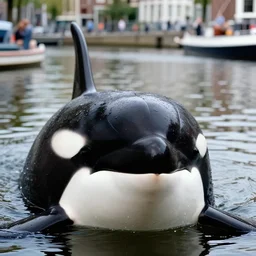 closeup potrait of a pod orcas in an amsterdam canal, photograph, natural light, sharp, detailed face, magazine, press, photo, steve mccurry, david lazar, canon, nikon, focus
