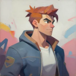 portrait painting an anthropomorphic morth wearing a jacket and a collar, as an overwatch character, medium shot, asymmetrical, profile picture, organic painting, sunny day, matte painting, bold shapes, hard edges, street art, trending on artstation, by huang guangjian and gil elvgren and sachin teng