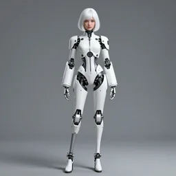 classy elegant sophisticated it is a full length portrait. of a cute young girl, white short hair, white future technology jacket, snow - white skin, complex mechanical stilt prosthesis, fantasy art by saruei and guweiz and ilya kuvshinov, sleek curves, intricate sharp focus, trending on artstation hq, deviantart, pinterest, unreal engine 5, 4 k uhd image