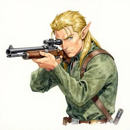 a watercolor ink painting of an elven sniper in the style of jean giraud in the style of moebius trending on artstation deviantart pinterest detailed realistic hd 8 k high resolution