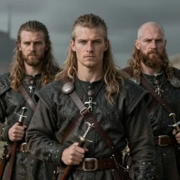 a portrait of a handsome young viking, art by denys tsiperko and bogdan rezunenko