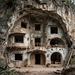 a beautiful photorealistic rendering of unfinished building cave house by carlo stanga, bladerunner 2 0 4 9 darkacademia, archdaily, wallpaper, highly detailed, trending on artstation.