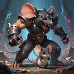 a mouse as a boss in the style of shadow fight 2