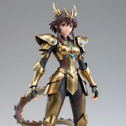 Anime girl figure in dragon armor, unreal engine, highly detailed.