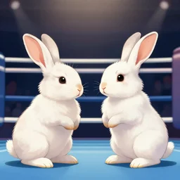 a realistic, detailed illustration of a boxing match between 2 rabbits. digital art.