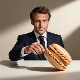 emmanuel macron merged with a macaron, emmanuel macraon, pack shot, clean photography, advertising campaign, emmanuel macron, emmanuel macron, emmanuel macron, emmanuel macron, emmanuel macron