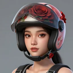 a beautiful woman of random ethnicity with a beautiful and detailed with helmet 🌹, rendered as an unreal engine 5 video game, cinema 4 d, octane render, detailed, brawl stars, cinematographic, artstation greg rutkowski, full colors hd