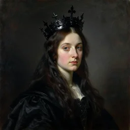 The portrait of Lady in black wax crown by Gustave Caillebotte , dark fantasy, witcher, very detailed oil painting, masterpiece, 8k