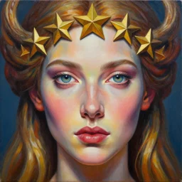intricate five star goddess demeter facial portrait by casey weldon, oil on canvas, hdr, high detail, photo realistic, hyperrealism, matte finish, high contrast, 3 d depth, centered, masterpiece, vivid and vibrant colors, enhanced light effect, enhanced eye detail, artstationhd