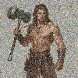 character concept portrait of Kellan Lutz as a Barbarian holding a giant hammer, muscular, abs, leather pants, elegant, digital painting, concept art, smooth, sharp focus, illustration, from Metal Gear, by Ruan Jia and Mandy Jurgens and William-Adolphe Bouguereau, Artgerm