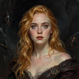 Elle Fanning in a dark fantasy setting, intricate, smooth, artstation, painted by Wayne Barlowe, zdislav beksinski