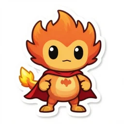 cute miss mascot flambusard flambusard talonflame super hero sticker art, cronobreaker, beeple game icon