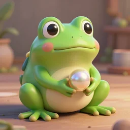 anime frog holding a pearl ; 8 k, unreal engine