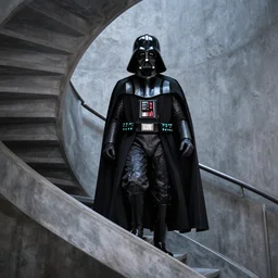 Darth Vader!!!, Walking down a spiral staircase of Diamons!, still from star wars,