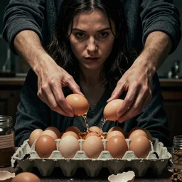 movie poster of a thrilling crime drama about selling eggs, 4k,