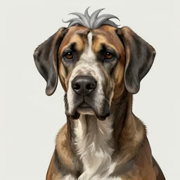 A great dane dog depicted as a mad scientist with grey hair, extra detailed, digital illustration, by Makoto Shinkai and thomas kinkade, digital painting, Matte painting, trending on artstation and unreal engine
