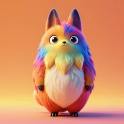 full body 3 d model of a beautiful vibrant colored kitsune with long fur and large eyes by leesha hannigan and alexander jansson : 1 | centered, colorful, matte background : 0. 9 | by jim henson : 0. 7 | dave melvin : 0. 4 | unreal engine, deviantart, artstation, octane, finalrender, concept art, hd, 8 k resolution : 0. 8