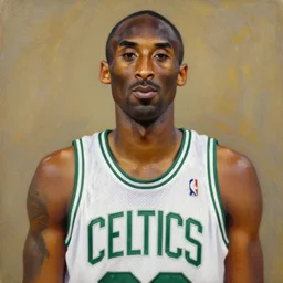 portrait of kobe bryant in a celtics jersey, oil on canvas, william sidney mount, trending on artstation