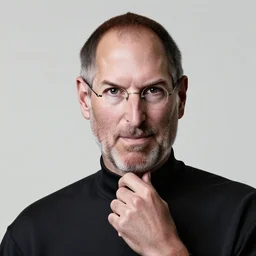 studio portrait photography of steve jobs with a smile, highly detailed