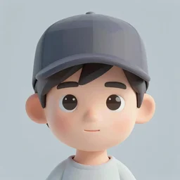 cute, polygonal, head portrait of a boy head wearing a all-covering hat